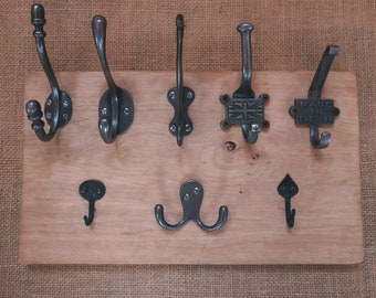 Cast Iron Coat/hat Hooks - Choice Of Styles, Sizes. Metal Hook Wall Hanger Rustic Design