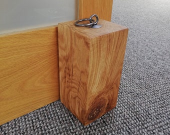 Oak Beam Doorstop With Metal Ring Handle (not Fitted) - Solid French Oak Door Stop