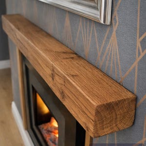 Solid French Oak 3" X 4" Beam Mantle Piece Fire Place Shelf Log Burner *free Postage* Includes Small Pot Of Oil & Concealed Bracke image 2