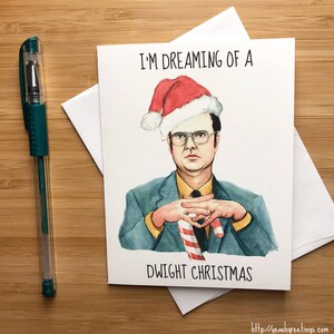 Funny Dwight Office Christmas Greeting Card, Cute Christmas Stocking Stuffer, Holiday Cards, Xmas Cards, Pop Culture Christmas, Santa Claus
