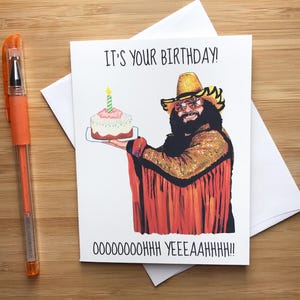 Funny 1980s Wrestler Birthday Card, Happy Birthday Card for Father, Birthday Gift Boyfriend, Birthday Party Husband, Pro Wrestling Gift