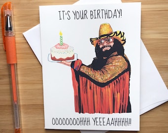 Funny 1980s Wrestler Birthday Card, Happy Birthday Card for Father, Birthday Gift Boyfriend, Birthday Party Husband, Pro Wrestling Gift