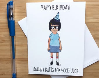 Cute Butt Humor Birthday Card, Butts Butts Butts, Funny Birthday Cards, Happy Birthday Gift, Birthday Party Favors, Animation Cartoon Card