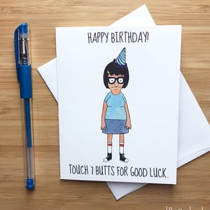 Carte d’anniversaire d’humour mignon, buttes fesses, cartes d’anniversaire drôles, cadeau de joyeux anniversaire, faveurs de fête d’anniversaire, carte de dessin animé d’animation
