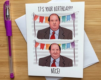 Kevin 'Nice' Birthday Card, The Office. Office Birthday Card, Kevin Chili, Office Coworker Birthday, Dwight Mike, Funny Birthday Card,