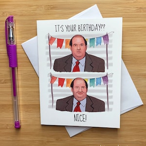 Kevin’Nice’carte d’anniversaire, le bureau. Carte d’anniversaire de bureau, Kevin Chili, bureau collègue anniversaire, Dwight Mike, carte d’anniversaire drôle,