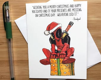 Funny Superhero Christmas Card, Funny Comic Book Card, Merry Xmas, Santa Clause, Happy Holidays, Christmas Card for Boyfriend, Santa Claus