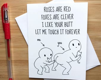 Butt Love Card, Let me Touch your Butt Forever, Cute Love Poems, Anniversary Card, Inappropriate Card, Sexy Card for BF GF, Valentines Day