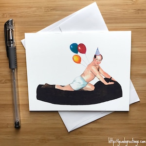 Carte d'anniversaire mignonne George, cadeau d'anniversaire drôle, carte de voeux d'anniversaire, dessin d'art, idée de carte d'anniversaire pour lui, cartes de voeux faites à la main