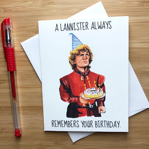 Funny 'Always Remembers' Birthday Card, Medieval Fantasy Birthday Card, Happy Birthday Card, Pop Culture, Nerdy Birthday Gift, Geek Cards