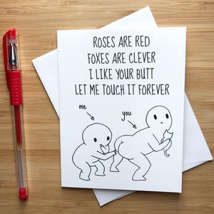 Carte de Saint-Valentin Butt Love, laissez-moi vous toucher les fesses pour toujours, poèmes d'amour mignons, carte d'anniversaire, carte inappropriée, carte sexy pour petit ami et petite amie