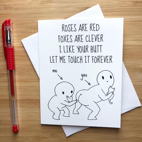 Butt Love Valentines Day Card, Let me Touch your Butt Forever, Cute Love Poems, Anniversary Card, Inappropriate Card, Sexy Card for BF GF