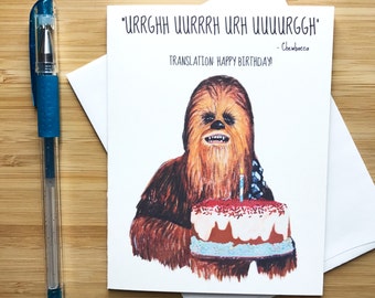 Cute Chewie Birthday Card, Birthday Greeting Boyfriend, Sci Fi Birthday, Birthday Party Kids, Birthday Party Favor, Happy Birthday Card