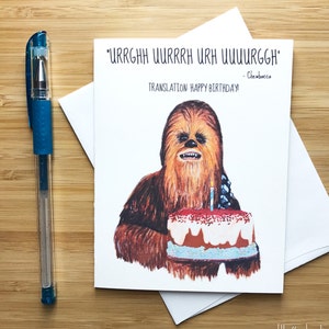 Cute Chewie Birthday Card, Birthday Greeting Boyfriend, Sci Fi Birthday, Birthday Party Kids, Birthday Party Favor, Happy Birthday Card