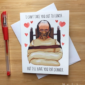Cute Hannibal Love Card, Funny Horror Love Card, I Love You Card, Romantic Horror Gift, Card for Boyfriend, Card Girlfriend, Naughty Humor