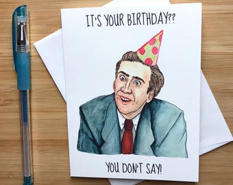 Nicolas Cage Handmade Birthday Card, Funny Nicolas Cage, Nic Cage Meme, National Treasure, Internet Memes, Funny Birthday Card Greetings