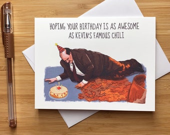 Funny Kevin's Chili Birthday Card, The Office Birthday, Coworker happy birthday, Michael Scott, Prison Mike, Dwight Schrute, Handmade Cards