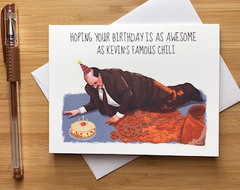 Funny Kevin's Chili Birthday Card, The Office Birthday, Coworker happy birthday, Michael Scott, Prison Mike, Dwight Schrute, Handmade Cards