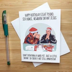 Lustig sechs Pfund, acht Unze Baby Jesus Weihnachtskarte, lustige Feiertagskarten, Will Ferrell, Jesus Weihnachtskarte. Frohe Weihnachten Gruß