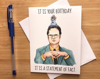 Funny Dwight Office Birthday Card, Nerdy Birthday Greeting Card, friend Birthday Card, Happy Birthday Boyfriend, Pop Culture greeting Card
