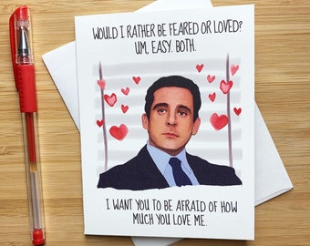 Funny Michael Scott Love Card, The Office Gift, Michael Scott Valentine Card, Funny Valentine Day Humor, Handmade Cards, Anniversary Gift