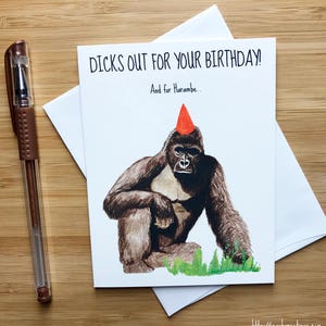Harambe Birthday Card, RIP Harambe, Funny Birthday Card, Funny Memes, Dicks Out for Harambe, Birthday Card for BF, Bday Card Husband