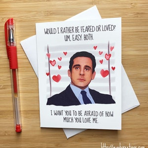 Carte Michael Scott Love, le cadeau de bureau, carte Michael Scott pour la Saint-Valentin, humour drôle pour la Saint-Valentin, cartes faites main, cadeau d'anniversaire