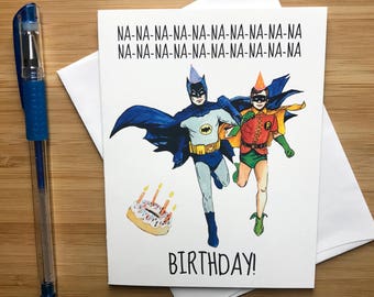 Lustige 'Nananana' Geburtstagskarte, 1960er Jahre Superheld, Comic Buch Superheld Party Favors, Geburtstag Junge, Pop Culture Grußkarten, Comic Bücher