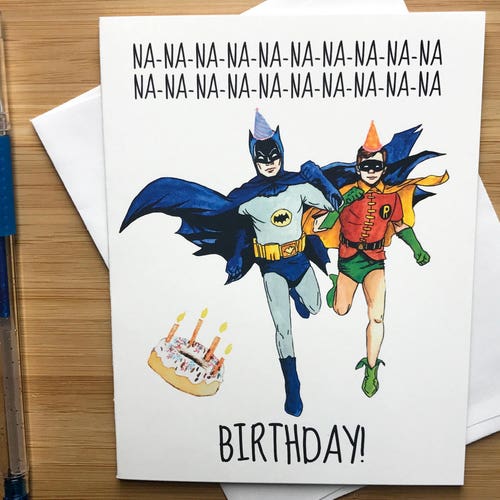 Funny 'nananana' Birthday Card 1960s Superhero Comic - Etsy Funny 'nananana' Birthday Card 1960s Superhero Comic - Etsy
