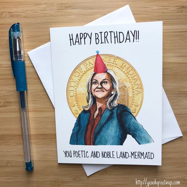 Funny Noble Land Mermaid Birthday Card, Treat Yourself, Funny Birthday Card Girlfriend, Feminist Birthday Card, Girl Power Gift, Cuterus,