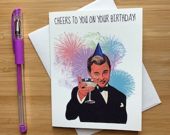 Cute Leo 'Cheers to You!' Birthday Card, Great Gatsby, Birthday Celebration, Happy Birthday Card, Funny Birthday, Best Friend Birthday, Leo