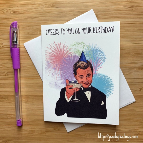 Cute Leo 'Cheers to You!' Birthday Card, Great Gatsby, Birthday Celebration, Happy Birthday Card, Funny Birthday, Best Friend Birthday, Leo