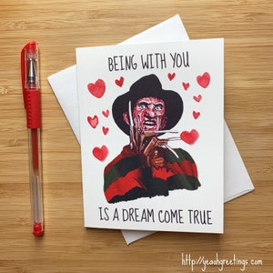 Cute Freddy Love Valentine Card, Horror Valentine Card, Horror Movie, Scary Movie, Cute Love Card, Funny Love Card for Boyfriend Girlfriend