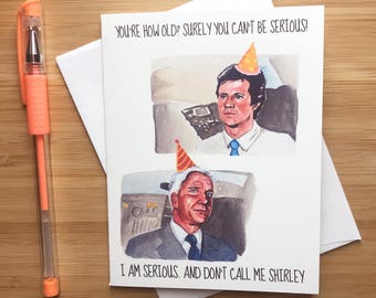 Funny 'Don't Call me Shirley" Birthday Card, 1980s Pop Culture, Happy Birthday Card for Dad, 80s Movies, Handmade Birthday Cards, 1980s Kids