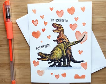 Funny T-Rex Love Card, Naughty Sex Card, Funny Anniversary Card, I Love You Card, Dinosaurs Gift, Card for Boyfriend, Card for Girlfriend