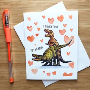 Funny T-Rex Valentines Love Card, Naughty Sex Card, Funny Anniversary Card, I Love You Card, Dinosaurs, Card Boyfriend, Card for Girlfriend