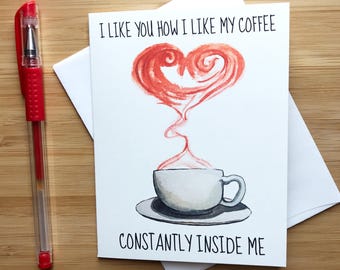 Cute Coffee Love Card, Naughty Love Card, Coffee Gifts, Coffee Love, Card for Boyfriend, Love Card Husband, Funny Valentines Day Card