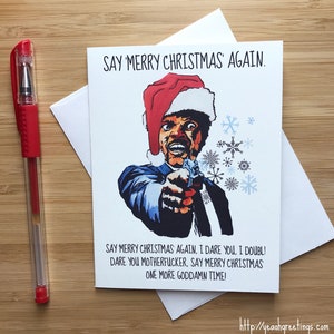Lustige Sam Jackson Weihnachtskarte, süße Popkultur Weihnachtskarte, Weihnachtskarte für BF, lustige Weihnachtskarten, unangemessener Weihnachtsgruß