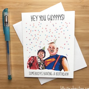 Drôle 'Heyyyy You Guyyyyys!" Carte d'anniversaire, citation de film des années 80, rétro des années 80, enfants des années 80, carte d'anniversaire pour lui, cartes d'anniversaire faites à la main