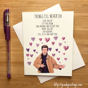 Funny 'Things ill Never Do' Valentines card, Internet meme, Funny Internet meme card, romantic anniversary gift, funny Valentines greeting image 1