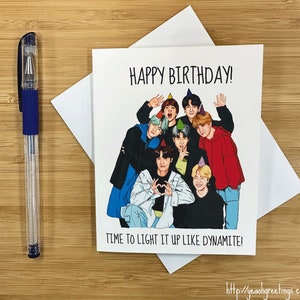 Carte d’anniversaire KPOP mignonne, Cadeau d’anniversaire des boys bands coréens, Cadeau Kpop fait à la main, Cadeau Kpop adolescent, Carte d’anniversaire faite à la main, Cadeau de musique Kpop