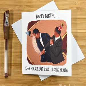 Funny Will Smith Slaps Birthday Card, Funny Birthday Card, Chris Rock Birthday, Comedian Gift, Funny Internet Meme, Boyfriend Birthday Gift