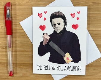 Michael Horror Valentines Love Card, Romantic I Love You Card, Funny Romance Card, Valentines Gift, Cute Love Card, Horror Movies Gift