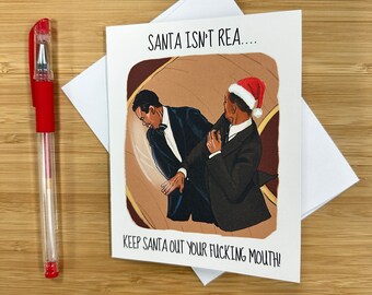 Funny Will Smith Slap Christmas Card, Holiday Card, Funny Chris Rock Xmas Card, Holiday Card Humor, Will Smith Meme, Boyfriend Xmas