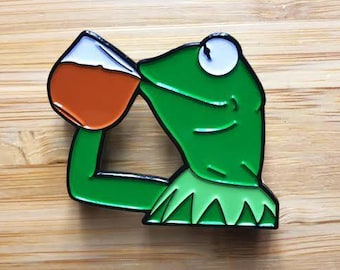 Funny Frog Enamel Pin, Cute Jewelry, 1.5” Lapel Pin, Pin Button, Cute Soft Enamel Pin, Internet Meme, Pop Culture Pins, Cute Pins