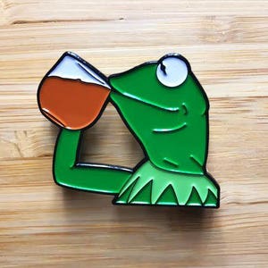 Funny Frog Enamel Pin, Cute Jewelry, 1.5” Lapel Pin, Pin Button, Cute Soft Enamel Pin, Internet Meme, Pop Culture Pins, Cute Pins