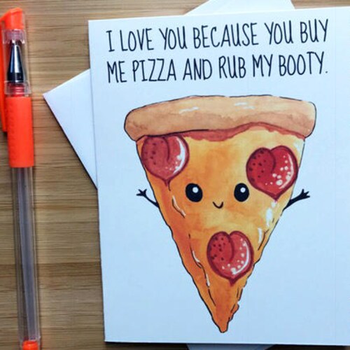 Funny Pizza Love Card, Happy Valentines Day Card, Funny Love Card, Sexy Card, Naughty Card, Anniversary Card, Love Greeting, Romantic Card,