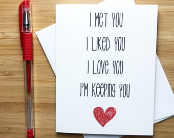 Cute Valentines Day Card, Anniversary Card, , Love Greeting Cards, Greeting Card, Just Because, Romantic Card, I Love You, Cute Love Card