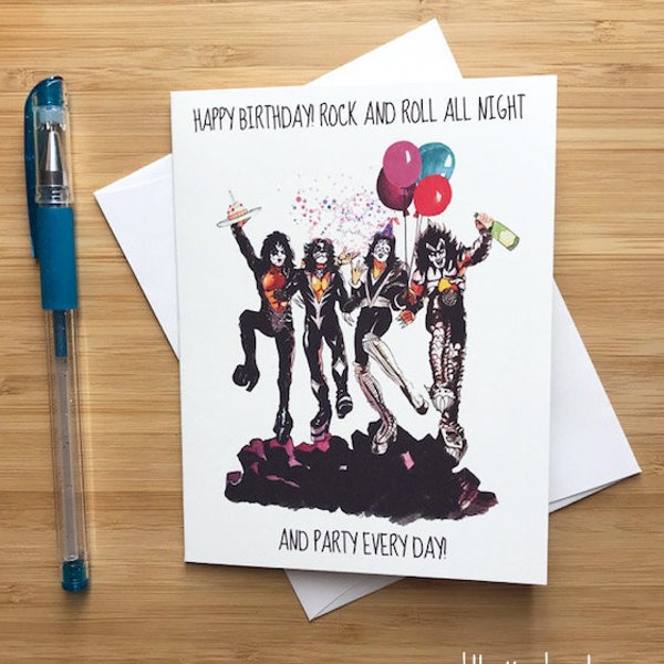 Fun 'Rock and Roll all night' Birthday Card, 70s Music, Rock Music, 70s Retro, Happy Birthday Dad, Father Birthday Gift, Heavy Metal Music