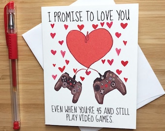 Cute Love Card for Video Game Lovers, Happy Anniversary Card, Love Greeting Cards, Romantic Card, Valentine's Day Card for Boyfriend